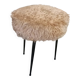 Beige faux fur tripod stool
