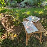 Small children's chair in beige scoubidou.