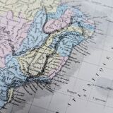 Brazil, old map, printed in 1852.